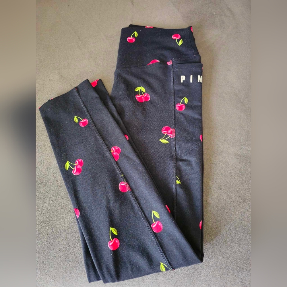 VS VICTORIAS SECRET PINK ULTIMATE HIGH WAIST LEGGING PANT SWEATS BLACK CHERRY S